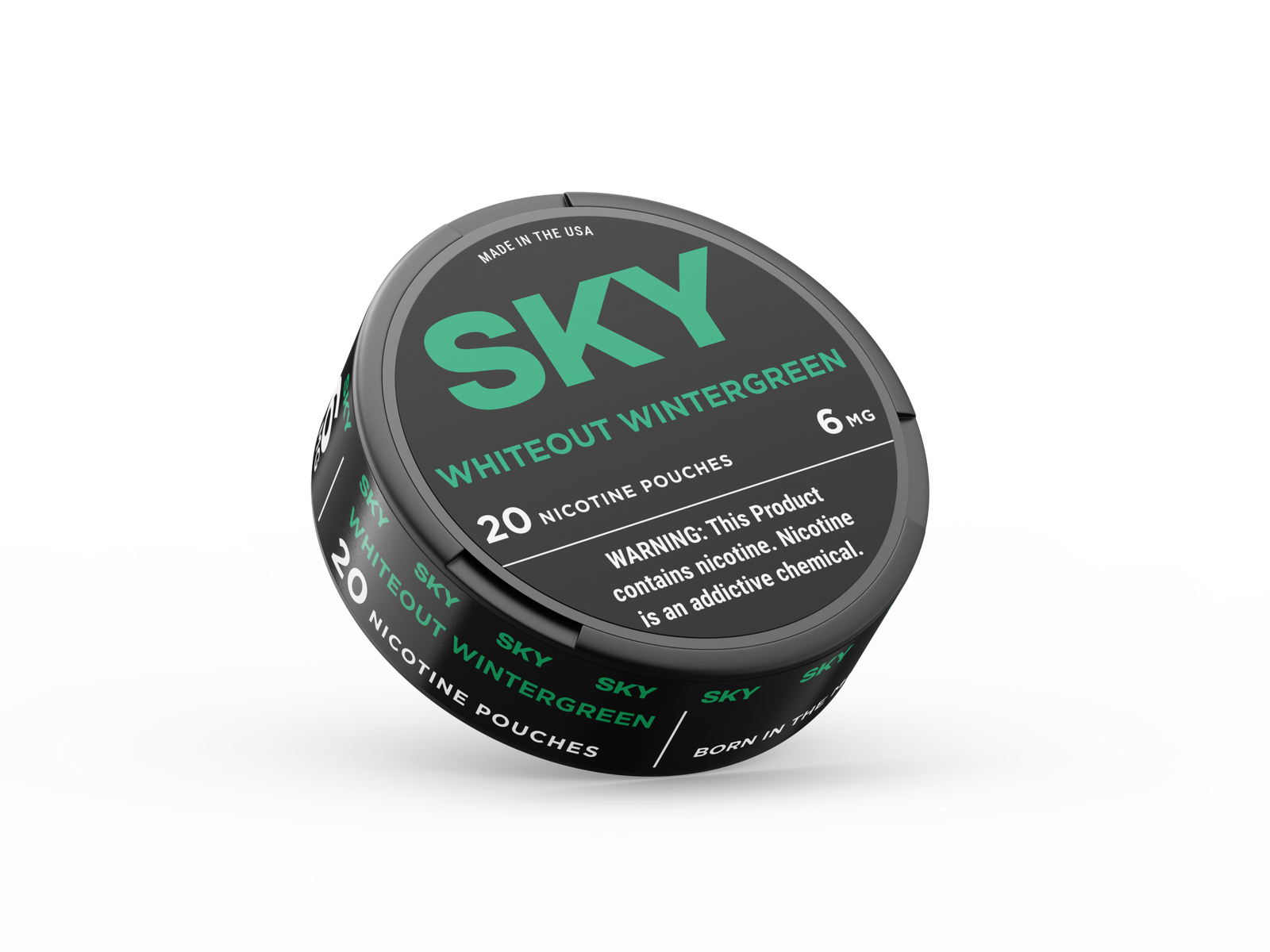 SKY White Out Wintergreen nicotine pouch can